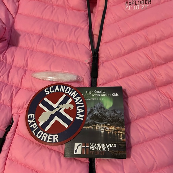 Ultra light down kids jacket size 12, pink - Picture 4 of 5